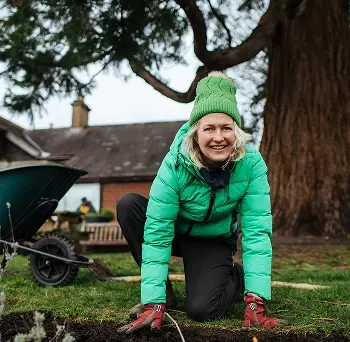 A woman gardening