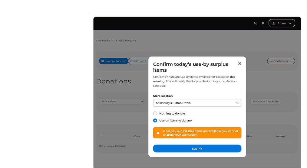 A screenshot of a collection confirmation feature from the Neighbourly website