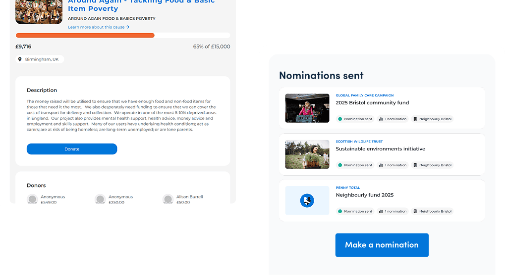 good cause fundraising pot receiving donations and good causes being nominated